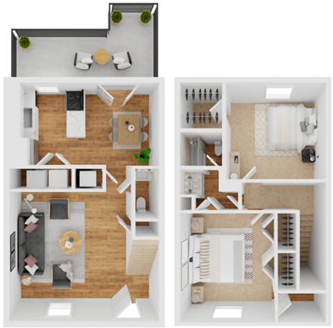B1 Floor Plan at The Garden District Apartments, Germantown, TN 38138  